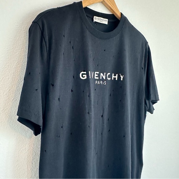 Givenchy Distressed Short Sleeve Tee Shirt Black - Picture 13 of 13